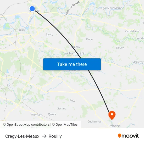 Cregy-Les-Meaux to Rouilly map