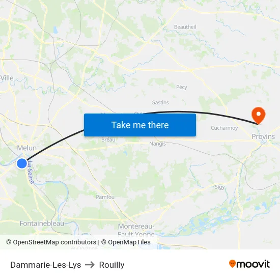 Dammarie-Les-Lys to Rouilly map