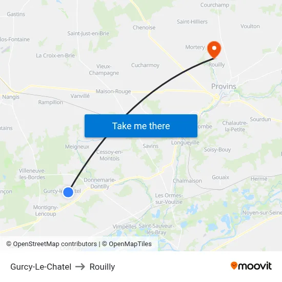 Gurcy-Le-Chatel to Rouilly map