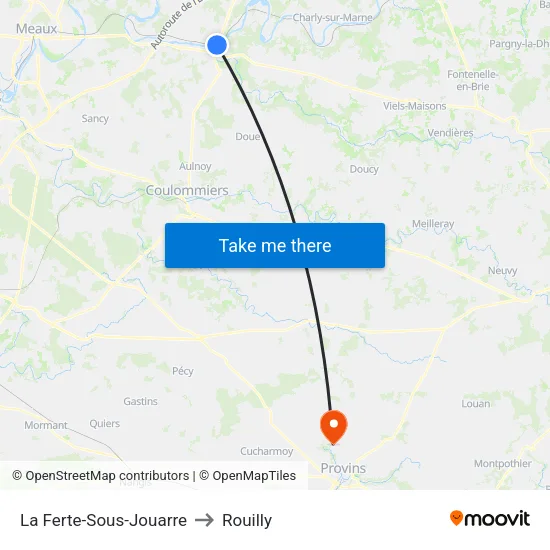 La Ferte-Sous-Jouarre to Rouilly map