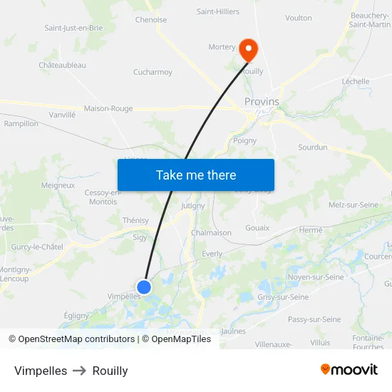 Vimpelles to Rouilly map