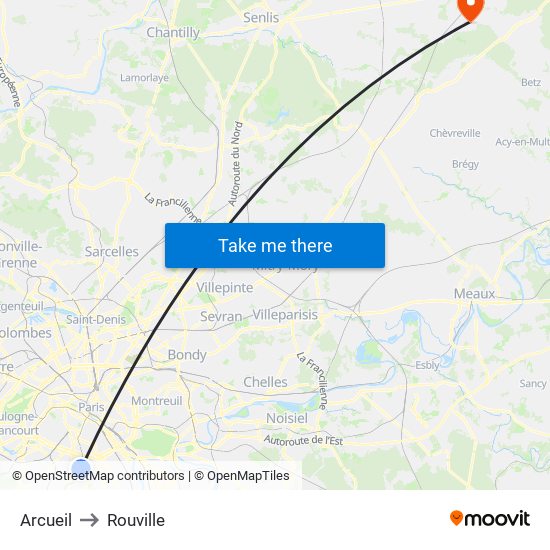 Arcueil to Rouville map