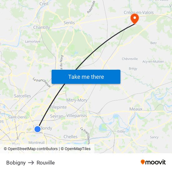 Bobigny to Rouville map