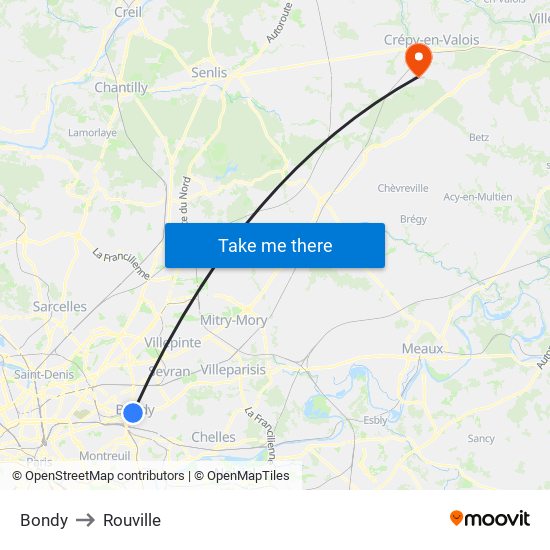 Bondy to Rouville map