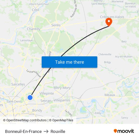 Bonneuil-En-France to Rouville map