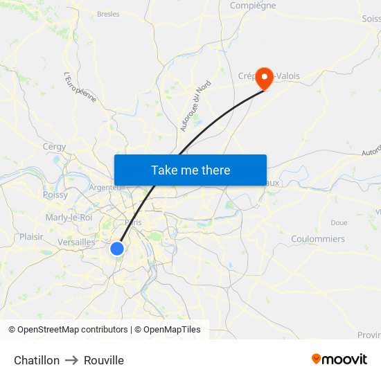 Chatillon to Rouville map