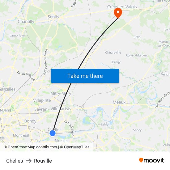 Chelles to Rouville map