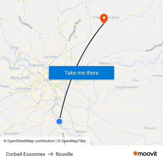 Corbeil-Essonnes to Rouville map