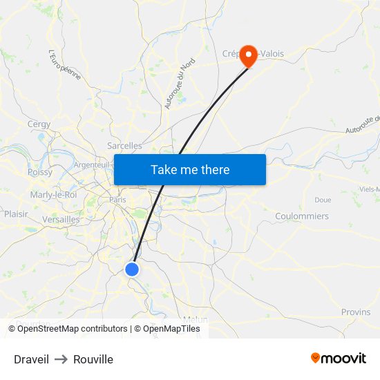 Draveil to Rouville map