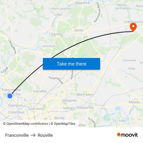 Franconville to Rouville map