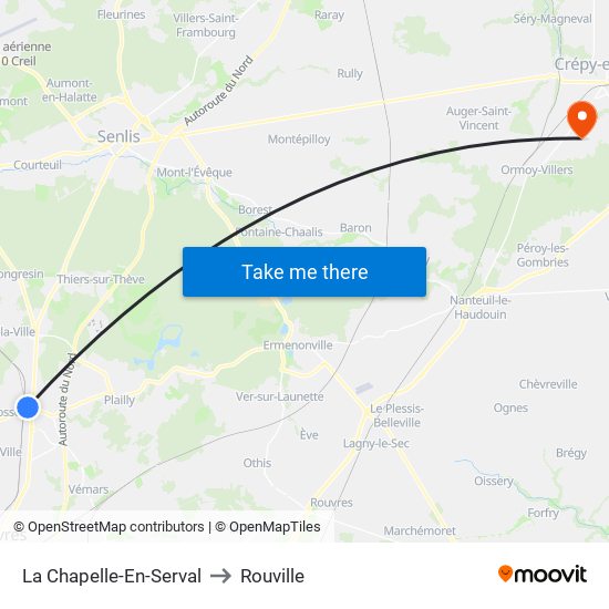 La Chapelle-En-Serval to Rouville map