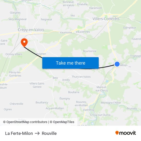 La Ferte-Milon to Rouville map