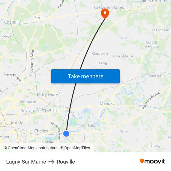 Lagny-Sur-Marne to Rouville map