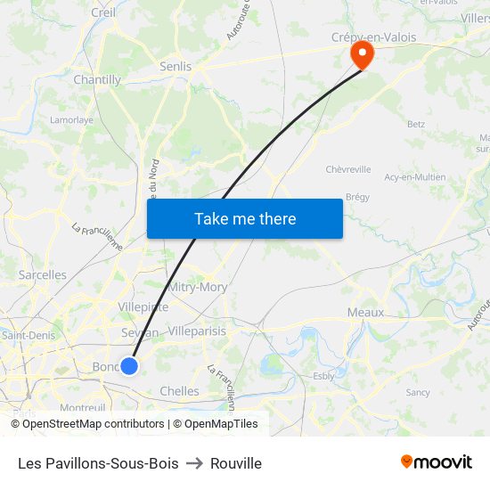 Les Pavillons-Sous-Bois to Rouville map