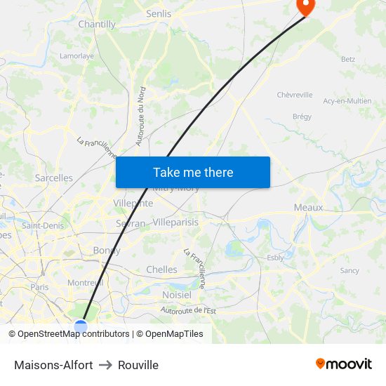 Maisons-Alfort to Rouville map