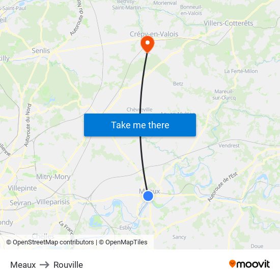Meaux to Rouville map