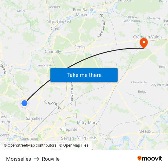 Moisselles to Rouville map