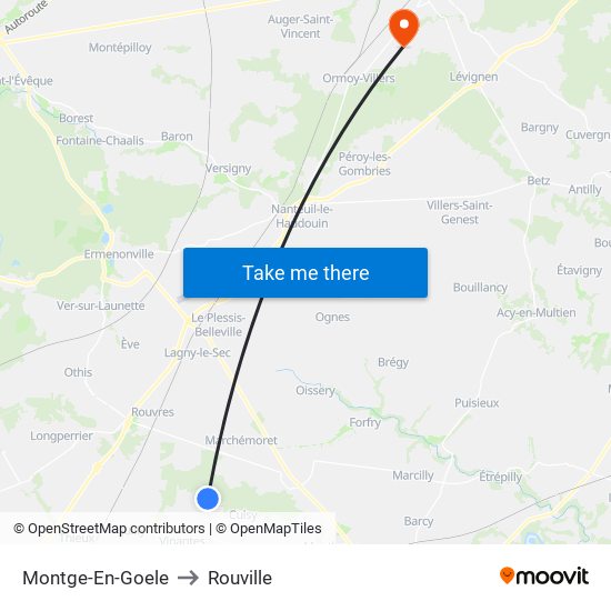 Montge-En-Goele to Rouville map