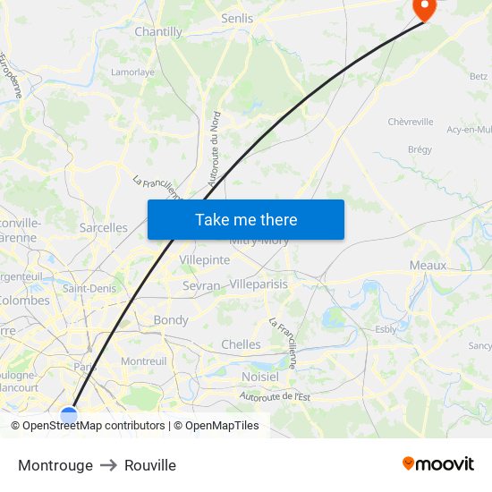 Montrouge to Rouville map