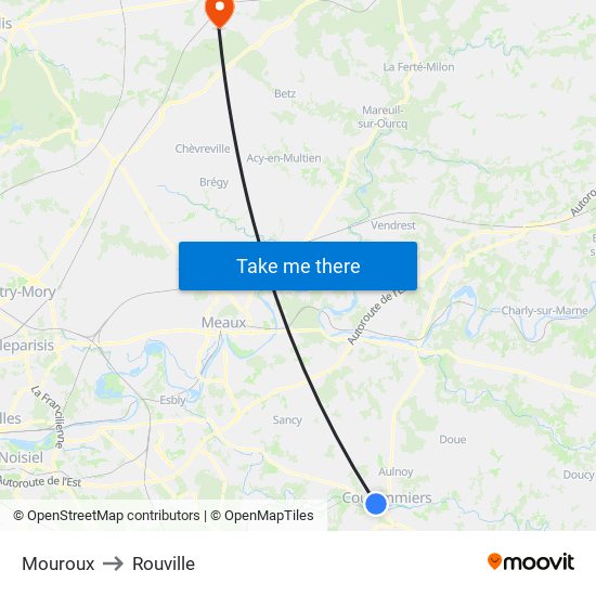 Mouroux to Rouville map