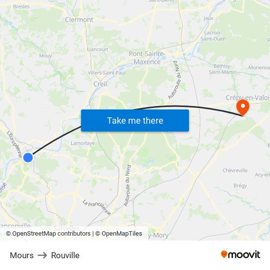 Mours to Rouville map