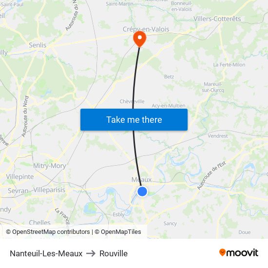 Nanteuil-Les-Meaux to Rouville map