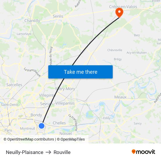 Neuilly-Plaisance to Rouville map