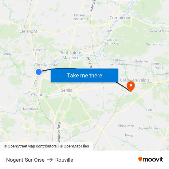 Nogent-Sur-Oise to Rouville map