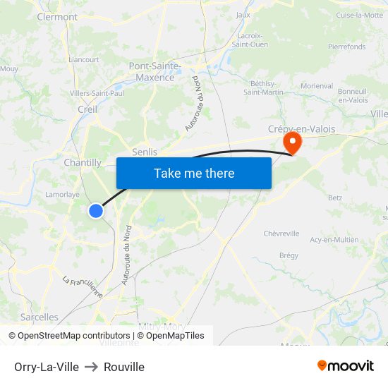 Orry-La-Ville to Rouville map