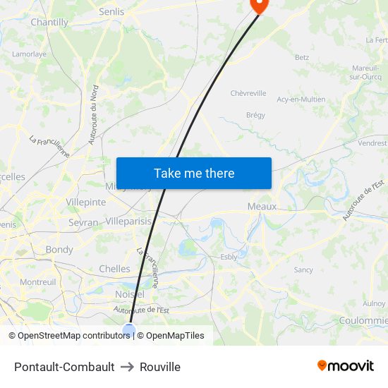 Pontault-Combault to Rouville map