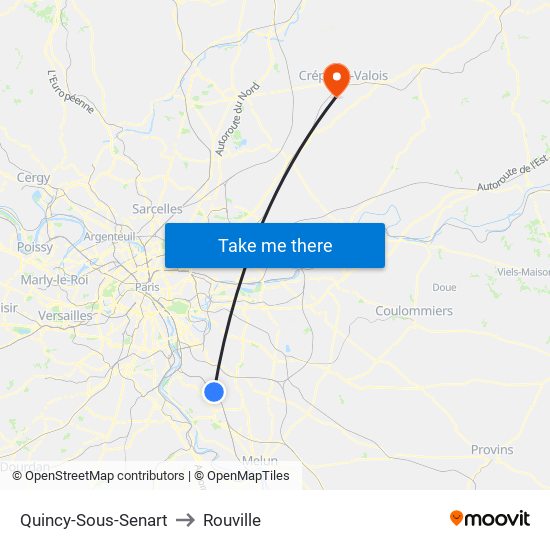 Quincy-Sous-Senart to Rouville map