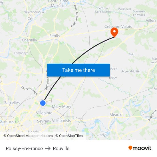 Roissy-En-France to Rouville map