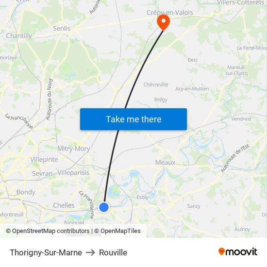 Thorigny-Sur-Marne to Rouville map