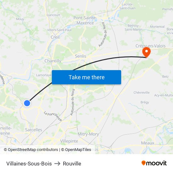 Villaines-Sous-Bois to Rouville map