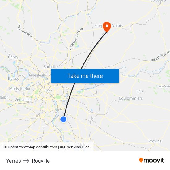 Yerres to Rouville map