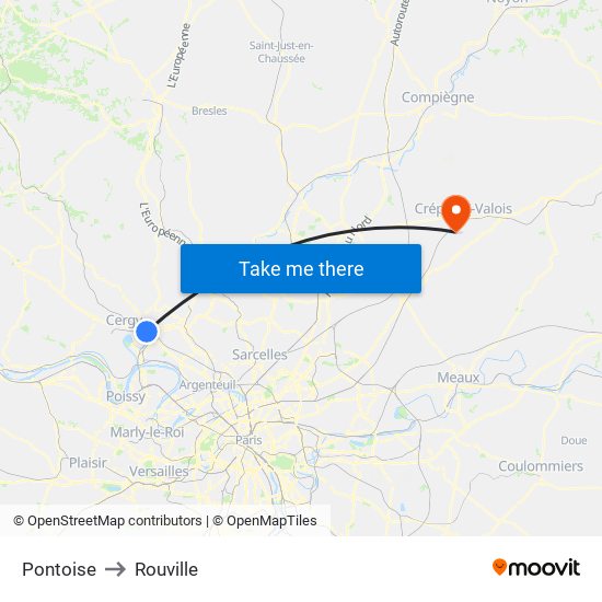 Pontoise to Rouville map