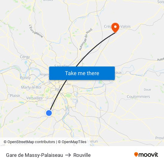 Gare de Massy-Palaiseau to Rouville map