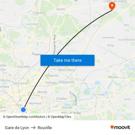 Gare de Lyon to Rouville map