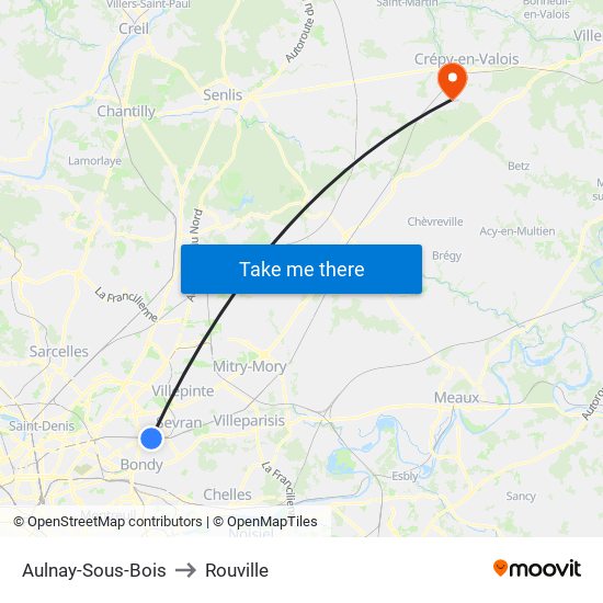 Aulnay-Sous-Bois to Rouville map