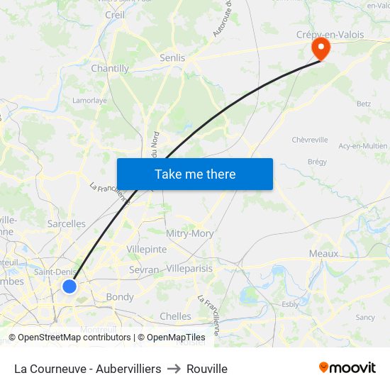 La Courneuve - Aubervilliers to Rouville map