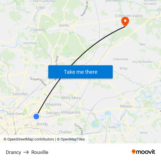 Drancy to Rouville map