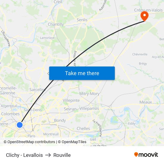 Clichy - Levallois to Rouville map