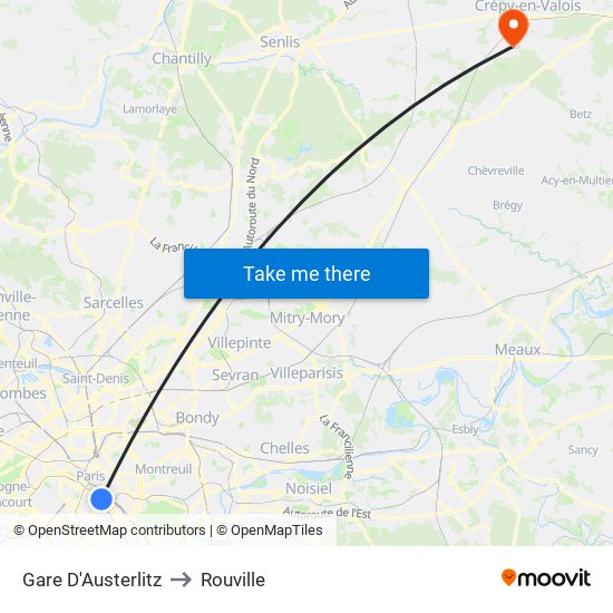 Gare D'Austerlitz to Rouville map
