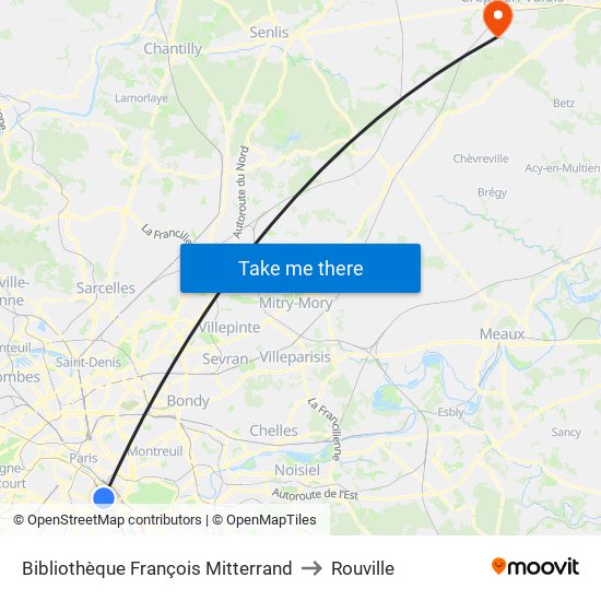 Bibliothèque François Mitterrand to Rouville map