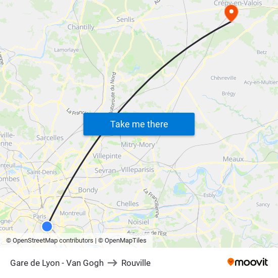 Gare de Lyon - Van Gogh to Rouville map