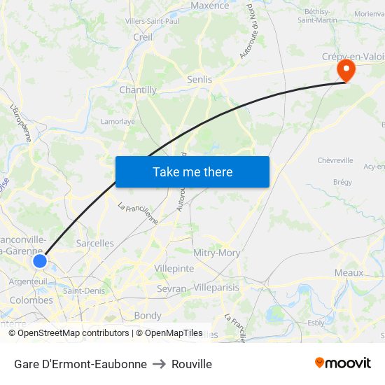 Gare D'Ermont-Eaubonne to Rouville map