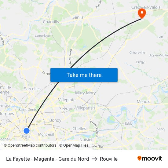 La Fayette - Magenta - Gare du Nord to Rouville map