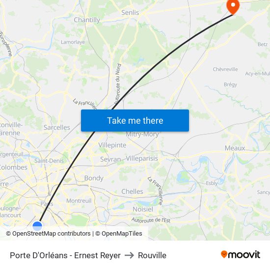 Porte D'Orléans - Ernest Reyer to Rouville map