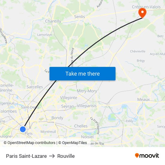 Paris Saint-Lazare to Rouville map