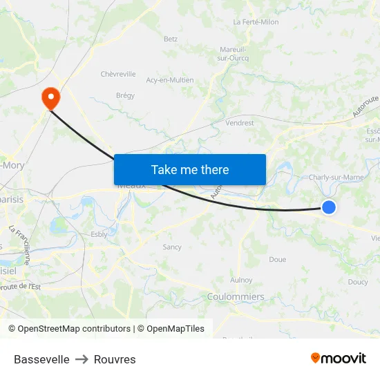 Bassevelle to Rouvres map